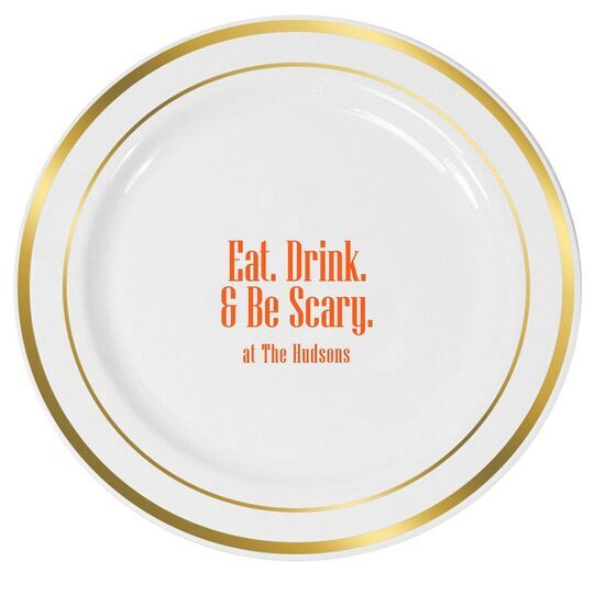 Eat Drink & Be Scary Premium Banded Plastic Plates